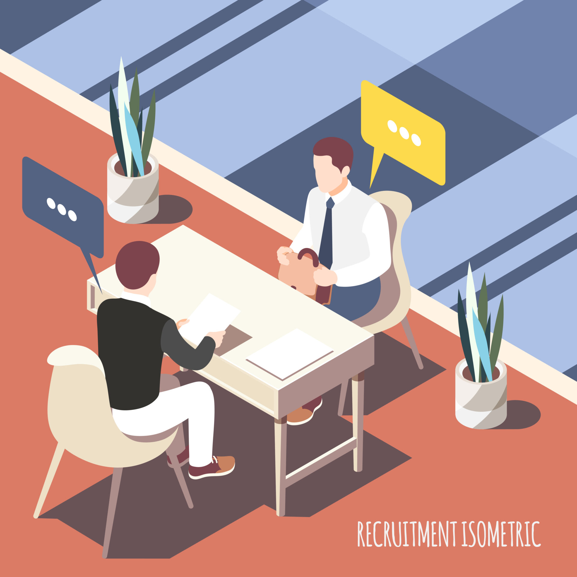 Recruiting Interview Isometric Background